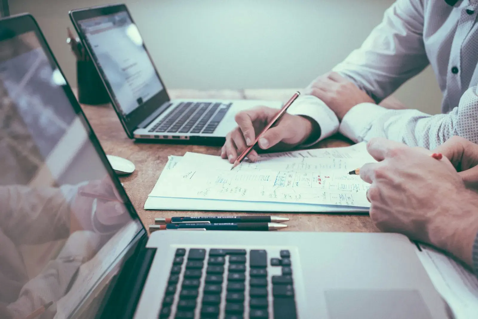 Person studying business materials