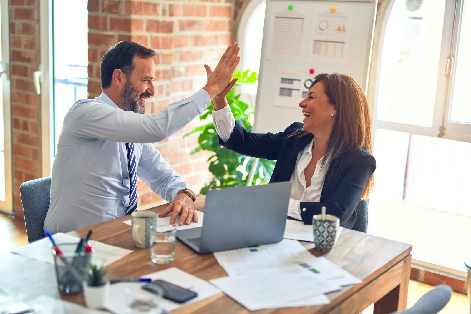 Team collaborating in an office
